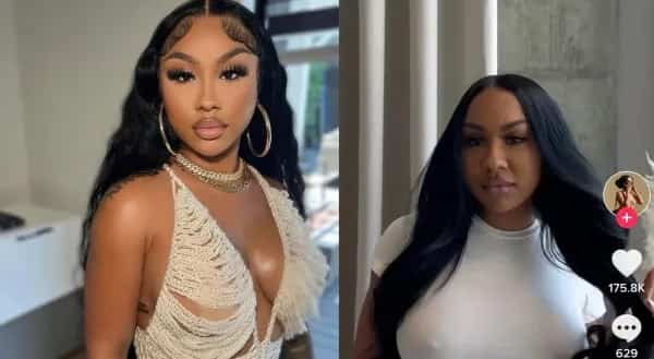 Woman in high-fashion outfit compared to a less filtered video still.