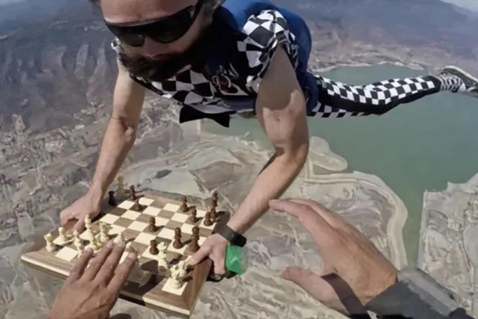 A viral meme dump curation documenting the absolute heights of internet folklore and real-world absurdity, highlighted by Jensen Ackles looking skeptically at a milk-filled bathtub, two extreme skydivers playing a game of chess mid-fall, and a cool public poodle rocking aviator sunglasses next to a coffee cup.