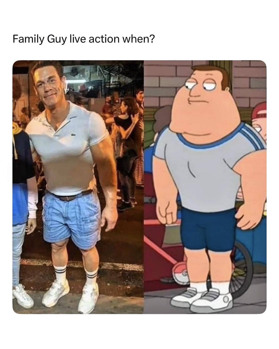 Funny side by side comparison meme of John Cena looking like Stan Smith from American Dad.