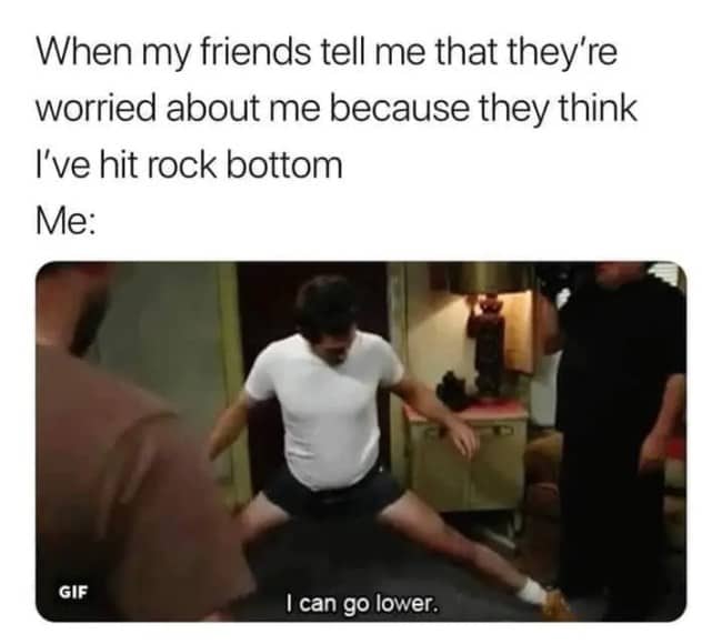 A scene from It's Always Sunny in Philadelphia where Mac does a low split saying "I can go lower."