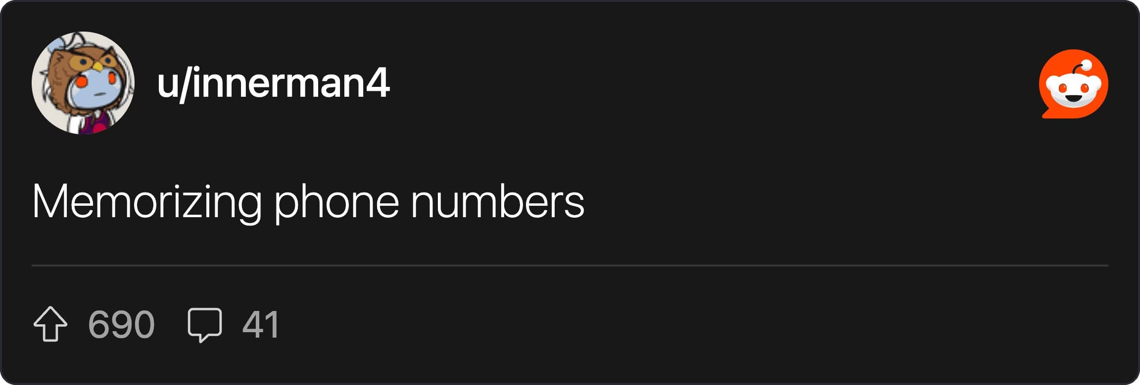 Reddit text comment pointing out that memorizing telephone numbers has completely vanished as a modern skill.