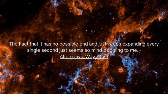 Swirling filaments of fiery orange and blue nebular gas clouds emphasize an existential space fact by Alternative_Way_4528 about the terrifying reality of a universe constantly expanding every second without an end.