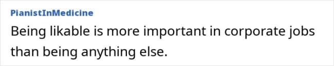 A corporate adulting meme states that being likable is more important in office jobs than being anything else, distilling professional survival down to vibes, small talk, and laughing at the right volume in meetings.