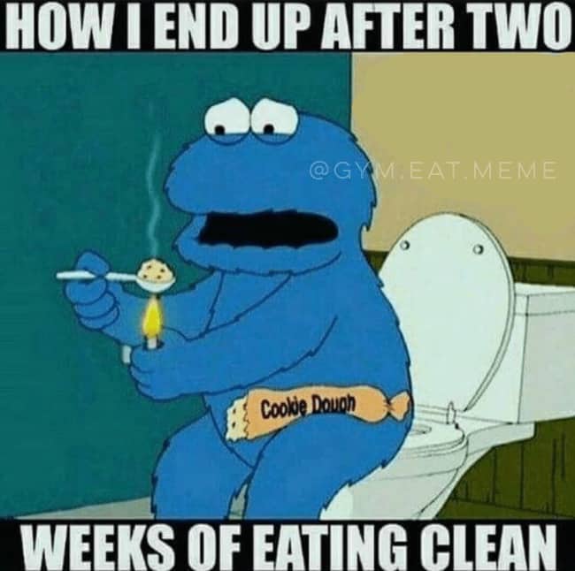 Cookie monster heating dough on a spoon like narcotics in a relatable diet edgy meme.