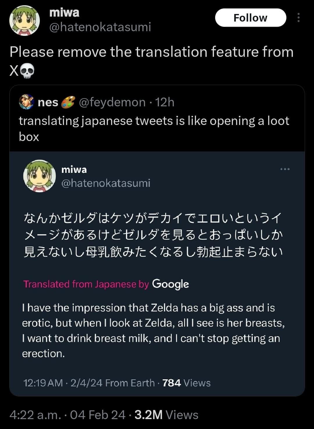 A hilarious translation blunder featured in a meme dump shows an X post complaining about auto-translate tools, showcasing a wildly explicit, translated Japanese tweet about character designs in the Zelda video game franchise.