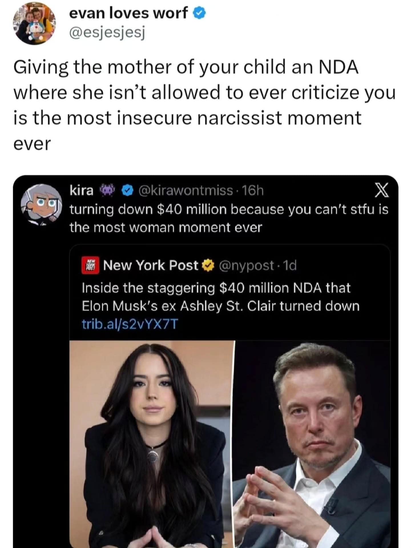 A high-profile social media drama screenshot preserved in this meme dump tracks a quote tweet chain dissecting a multi-million dollar corporate NDA standoff, detailing arguments regarding narcissism and public criticism.