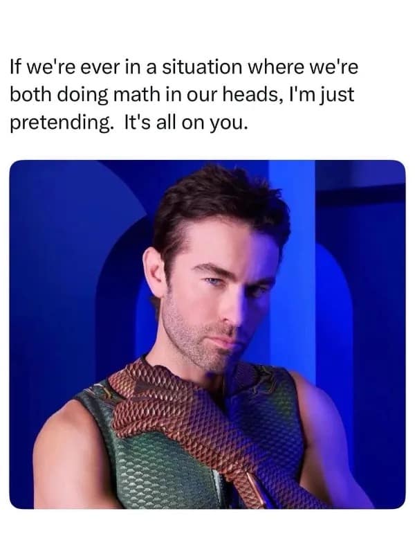 The Deep from The Boys character photo in a mental math text macro meme dump.