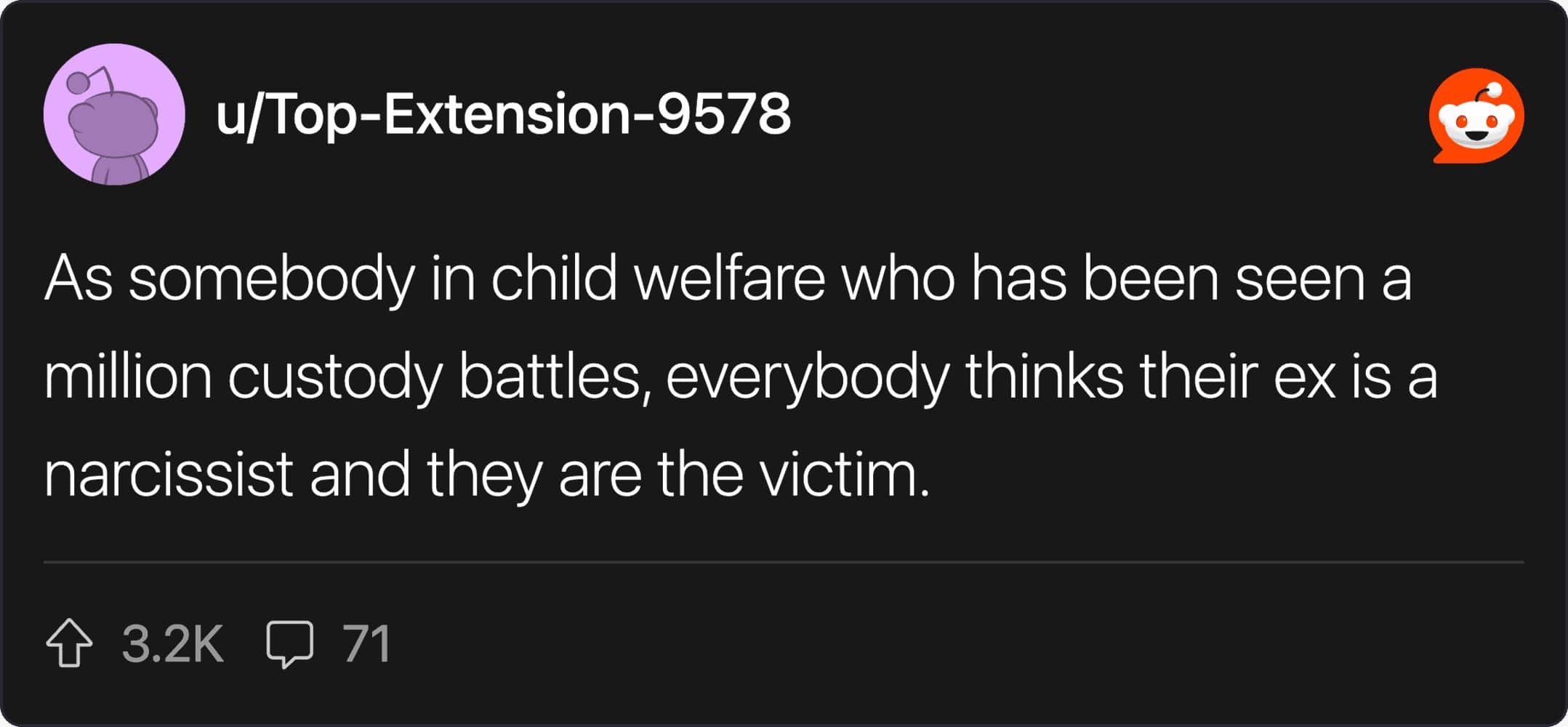 A Reddit comment from a child welfare worker detailing common misconceptions in legal custody battles.