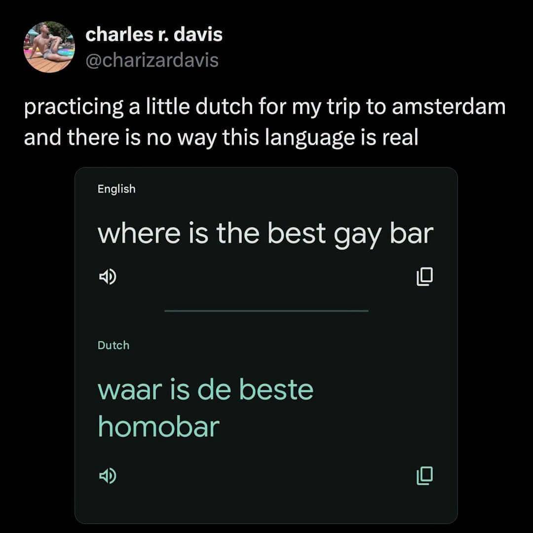 Google Translate screenshot showing a Dutch phrase that looks like phonetic English text.