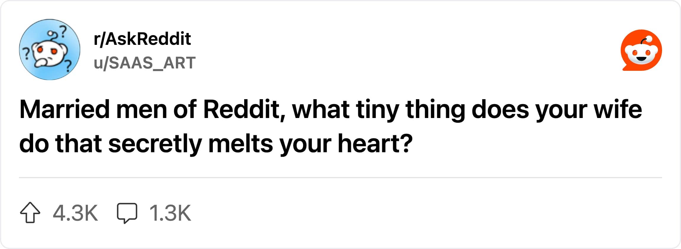 An AskReddit thread asking married men about the tiny things their wives do that melt hearts.