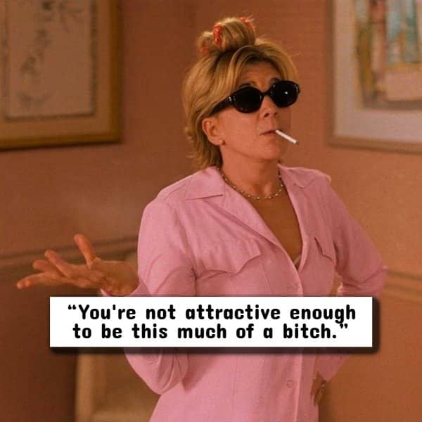 Blonde woman with sunglasses holding a cigarette, showcasing one of the funniest insults on relationships.