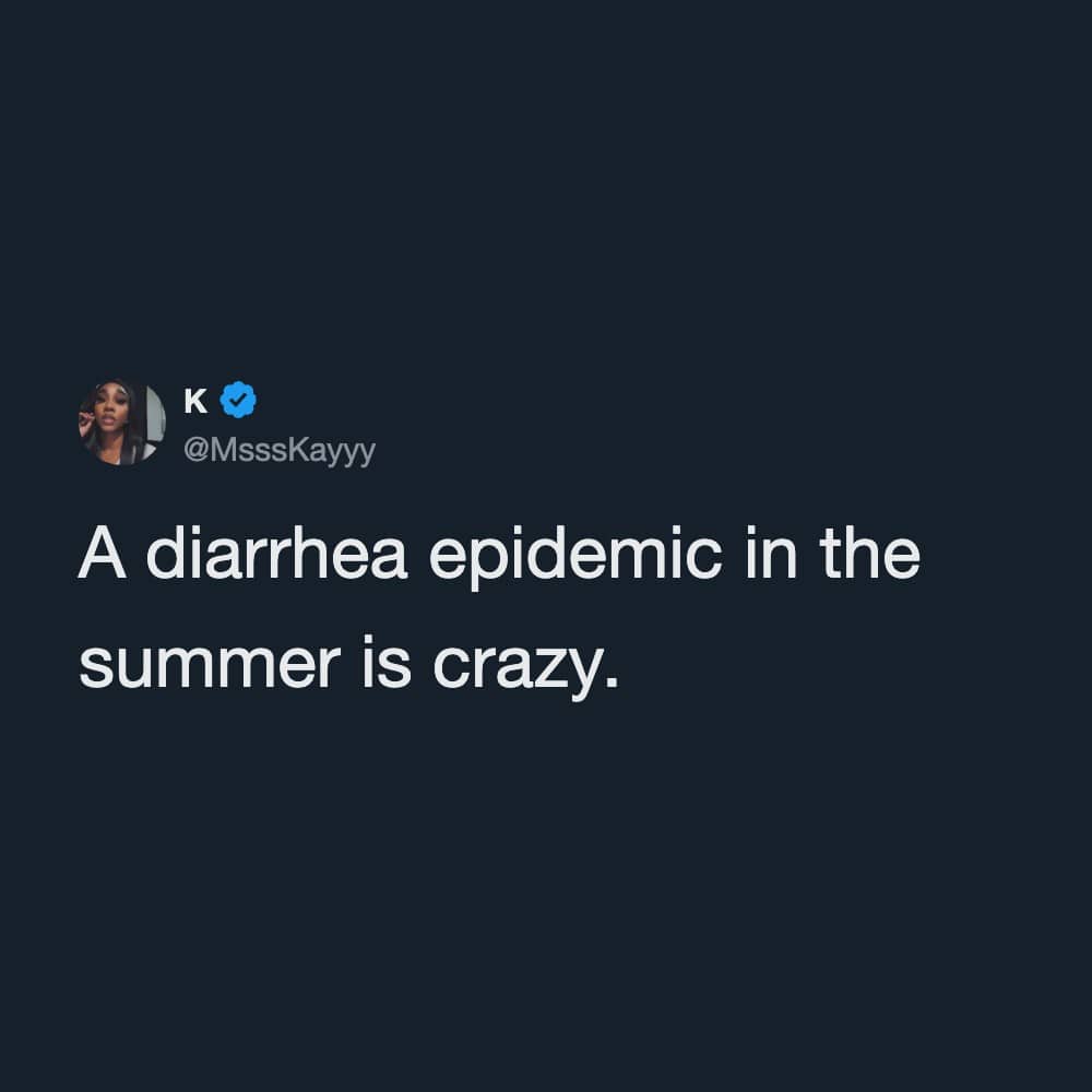A dark humor text post complaining about a summer stomach bug outbreak in cyclosporiasis diarrhea lettuce memes.
