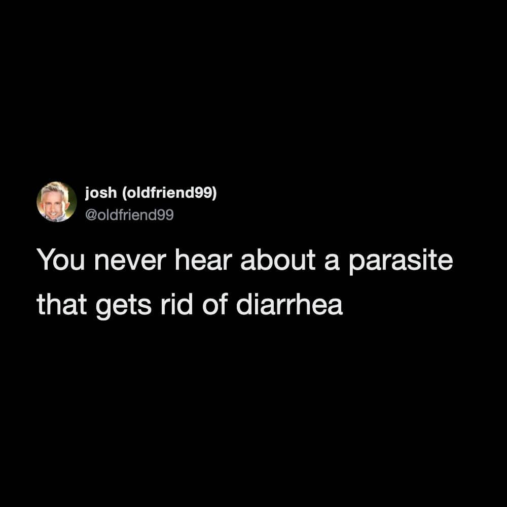 A sarcastic social media text wondering about helpful stomach parasites for cyclosporiasis diarrhea lettuce memes.