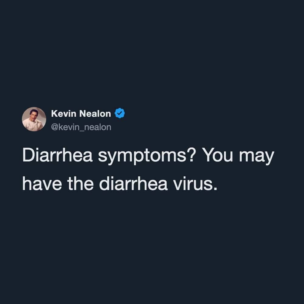 A ridiculous tweet pointing out obvious stomach flu symptoms for funny cyclosporiasis diarrhea lettuce memes.