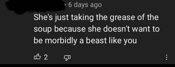 Online comment insult mistakenly using the phrase morbidly a beast instead of morbidly obese.