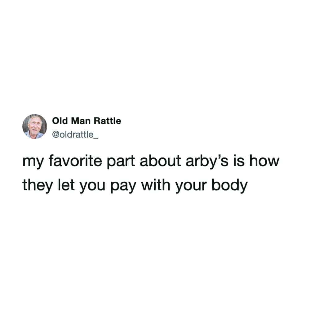 Funny memes tweet poking fun at fast food restaurant chain Arby's and health consequences.
