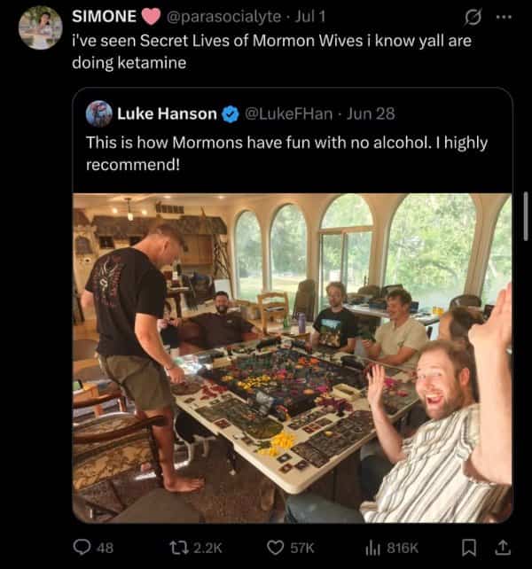 Social media post showing group of men playing a board game growing up memes.