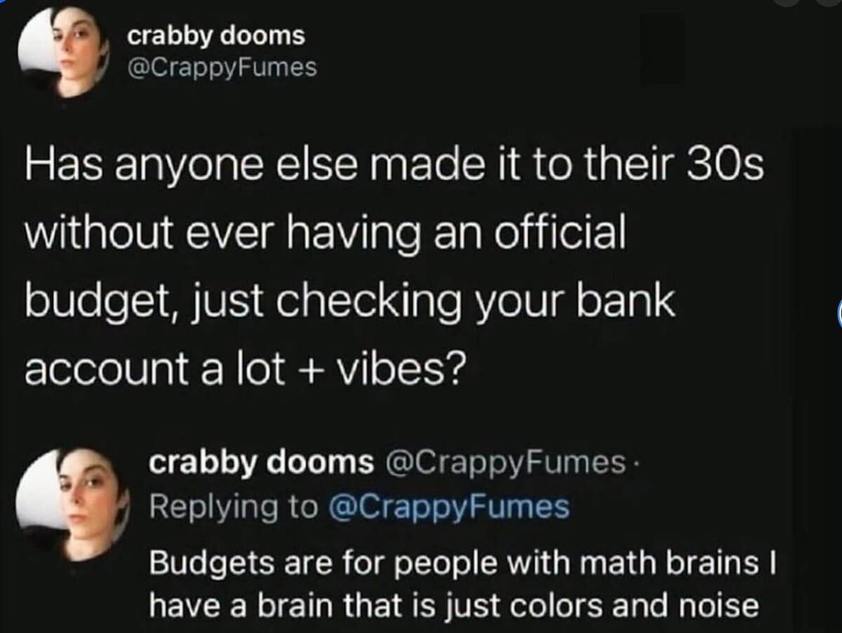 This financial funny meme details a dark-mode tweet about bypassing adult spreadsheets entirely on colors and noise.