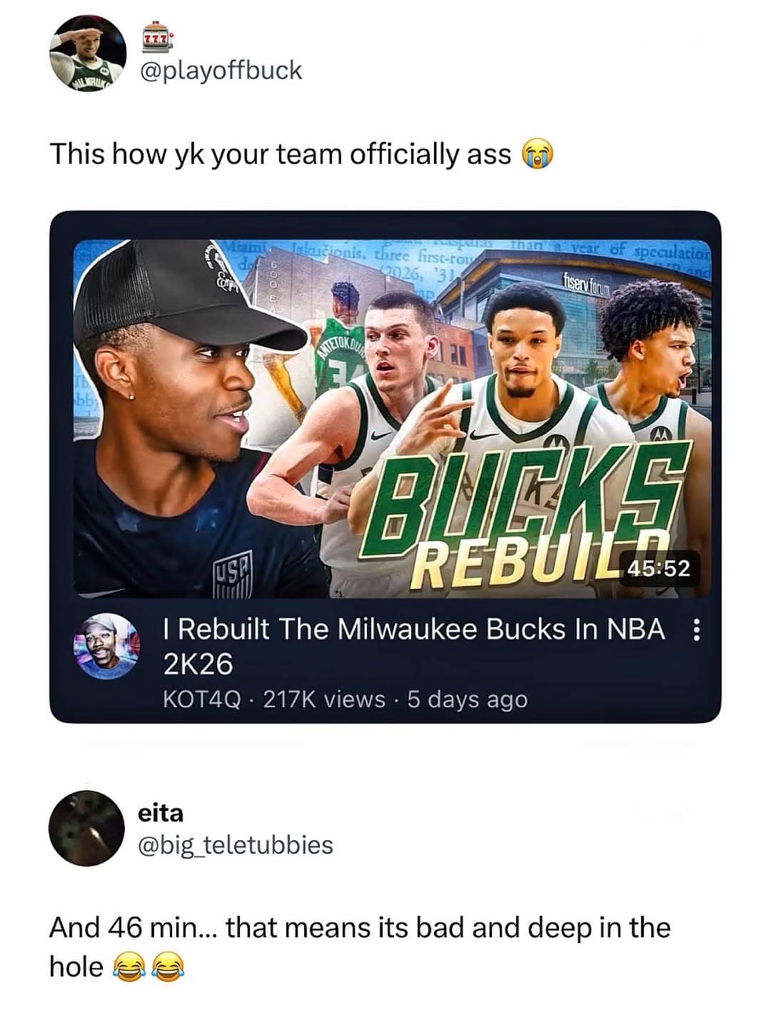 A sports gaming entry in this meme dump jokes about a basketball team's poor status based on a lengthy rebuilding video.