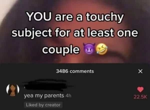 Social media comment section revealing a sad but funny family dynamic self-burn meme screenshot.